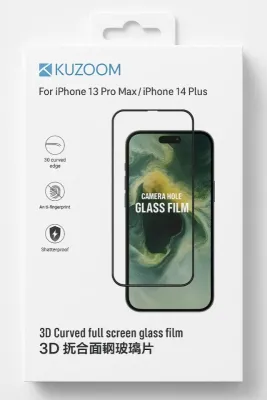 KUZOOM Premium Tempered Glass Screen Protector for iPhone 13 Pro Max iPhone 14 Plus Shatterproof Full Coverage